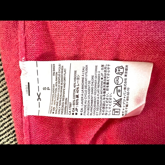 BANANA REPUBLIC Knit  Pink Crochet Trim Top Long Sleeve Round Neck size Small - Picture 7 of 7